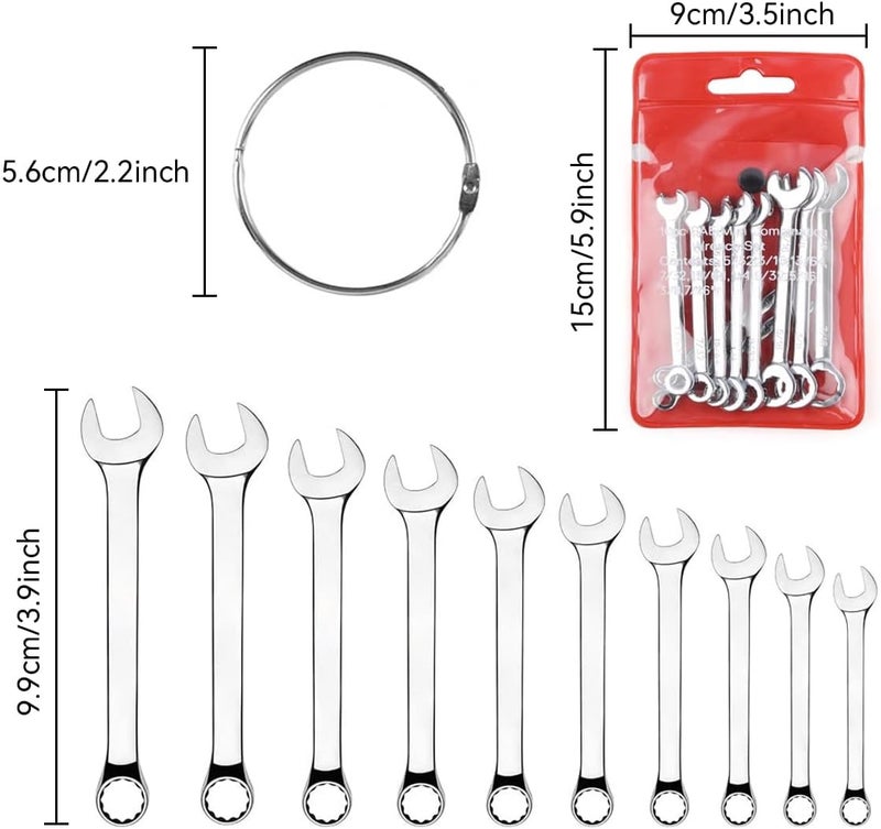 Ldirect Mini Wrench Set Open End Wrench Combination Wrench Small Wrench Set, Metric and SAE (SAE) - Image 2